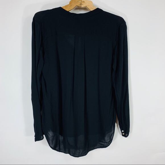 H&M Black Rayon Popover Shirt Sz 6 Semi Sheer - Picture 9 of 11